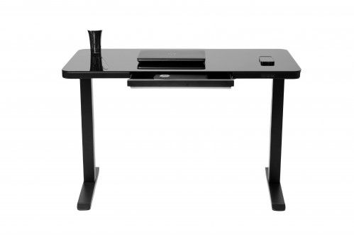 Prodesk Glass - повдигащо се бюро с чекмедже черно