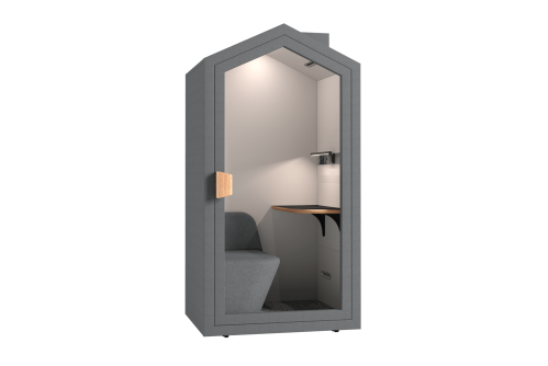 Акустична шумоизолираща кабина Cottage Pod в цвят Графит и вграден диван