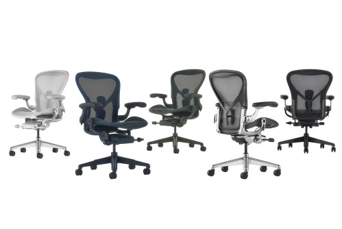 Цветове на Herman Miller Aeron Remastered – Mineral, Nightfall, Jasper, Graphite Polished Aluminum и Graphite