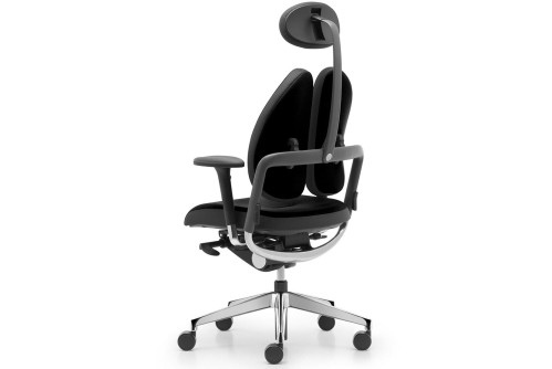 Ергономичен офис стол Xenium Duo-Back с подглавник отзад – полирана алуминиева дъга и 4D подлакътници