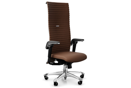 HÅG Excellence 9331 – ергономичен директорски стол с кожа Elmosoft коняк и подглавник