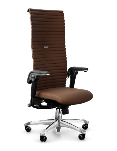 HÅG Excellence 9331 – ергономичен директорски стол с кожа Elmosoft коняк и подглавник