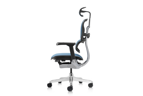 Ергономичен стол Ergohuman Gen2 Elite отстрани – профил на облегалката, син меш