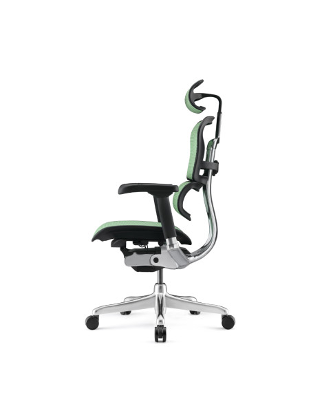 Ергономичен стол Ergohuman Gen2 Elite отстрани – профил на облегалката, зелен меш