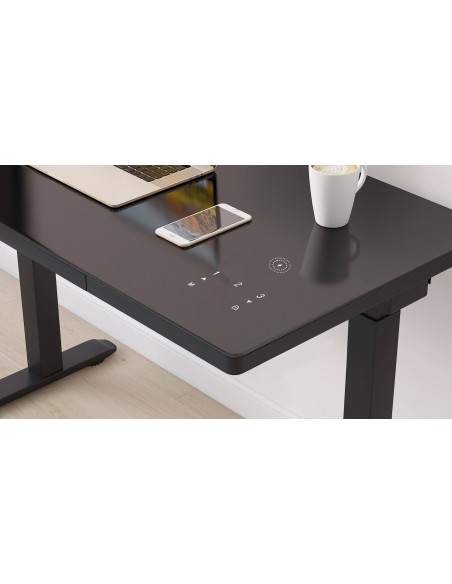 Prodesk Glass - бюро с повдигане с вградени сензорни бутони черно Prodesk Glass - бюро с повдигане с вградени сензорни бутони черно